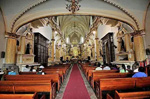Mexico Prints: Interior of the church of Iglesia de San Gabriel