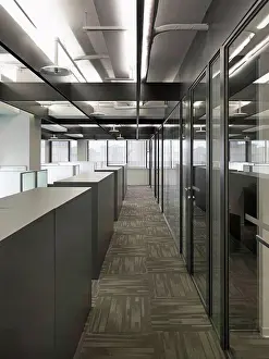 Flooring Prints: Interior of a contemporary office space with cubicles. Taipei, Taiwan. 12/22/2008