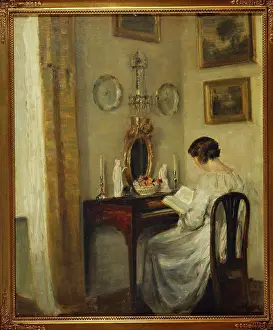 Apparel Prints: An Interior with a Girl Reading at a Desk
