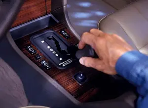 1990s Prints: interior detail Mercedes Benz E300 E-Class 1999 hand gear shift PRNDL 1990s