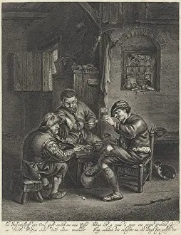 Pipe Prints: Interior with three peasants sitting around a bench