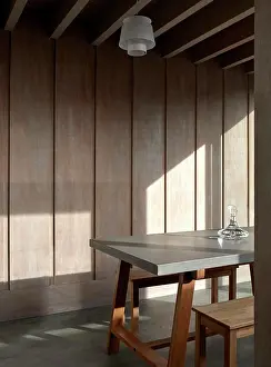 Beam Prints: Interior view of dining space. Ellis House