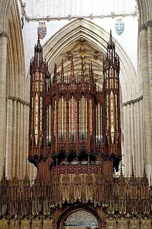 Gothic Prints: Interior view, organ, York Minster, Archidiocese of York, York, England, Great Britain