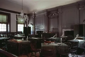 Courthouse Prints: Interiors of an assembly room, Independence Hall