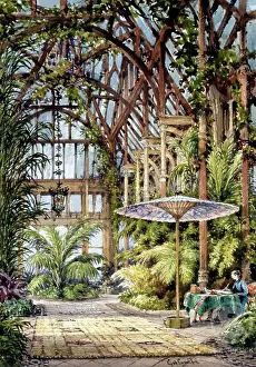 Gothic Prints: Interiors of a Gothic Style Conservatory- Hendre House