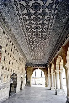 Corridor Prints: Interiors of palace of glasses, Sheesh Mahal, Amber Fort, Jaipur, Rajasthan, India