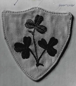 Sports Ball Prints: Ireland - Background - Bright Green, Shield - White. March 25, 1955