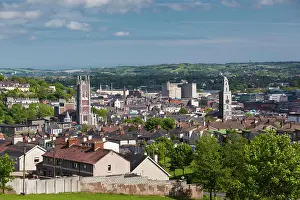 Cork Prints: Ireland, County Cork, Cork City, elevated city view from the west