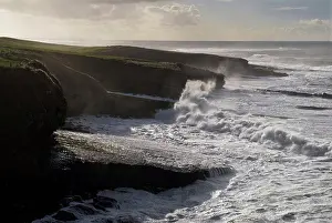 Republic Of Ireland Prints: Ireland, County Sligo, Mullaghmore, High waves crashing against headland