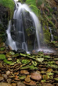 Jaynes Gallery Prints: Ireland, Ferriter's Cove. Close-up of waterfall and mossy rocks