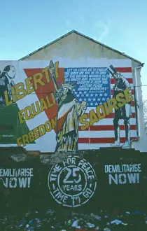 Republic Prints: Ireland, North, Belfast, Saoirse Mural On Gable Wall In Falls Road Next To Dunville Park