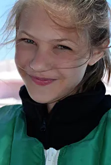 Life Jacket Prints: Isla de Espiritu Santo, Baja, Mexico, Smiling Girl in life vest. (MR)