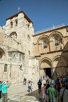 Jerusalem Prints: Israel, Jerusalem. Church of the Holy Sepulchre exterior view of the courtyard