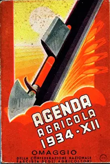 Fascist Prints: Italian Fascist propaganda poster for the National Agriculture agency. Dated 20th Century