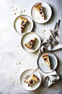Ceramic Prints: Italian Jam and Ricotta Tart on a gray background