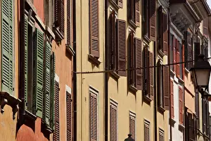 Lombardy Prints: Italy, Brescia Province, Salo. Old town buildings
