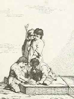 Papier Prints: Italy, Crespi, Giuseppe Maria, Children playing a Capelletto