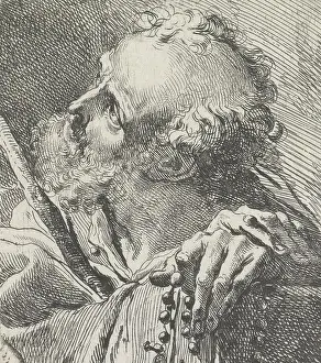 Holds Prints: Italy, Gandolfi, Gaetano, Head of a saint with rosary