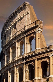 Old Ruin Prints: Italy, Lazio, Rome, Architectural detail of Coliseum