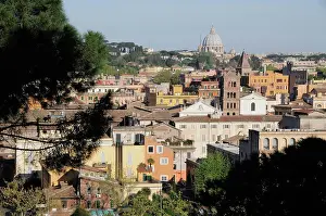 Family Prints: Italy, Lazio, Rome, Aventine Hill, Parco Savelli, views across to St Peter's Dome