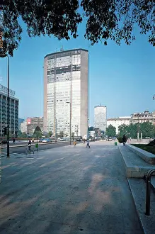 Skyscraper Prints: Italy, Lombardy, Milan. External view of the Pirelli tower block