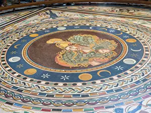 Mosaic Prints: Italy, Rome. Ancient mosaic with a bust of Athena at the Greek Cross Hall in the Pio Clementino Museum in Vatican City