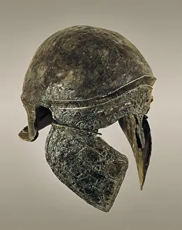 Upright Prints: ITALY. Todi. Bronze Etruscan helmet (3rd-4th c)
