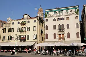 Restaurants Prints: Italy, Veneto, Venice, cafes & restaurants on Campo Santo Stefano