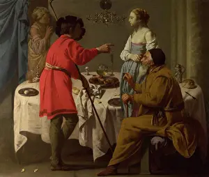 Old Testament Prints: Jacob reproaching Laban for giving him Leah in place of Rachel by Terbrugghen