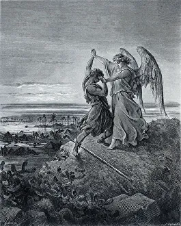 Struggle Prints: Jacob Wrestling With The Angel Gustave Dore (1832-1883 French)