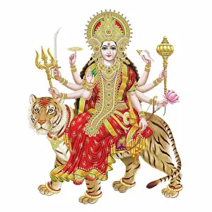 Hindu Festival Prints: Jai Mata Di, Goddess Durga Stock Photography from a printing house