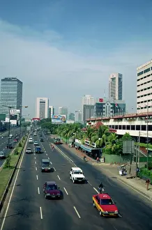 Capital Prints: Jalan Thamrin and the skyline of Jakarta, Java, Indonesia, Southeast Asia, Asia