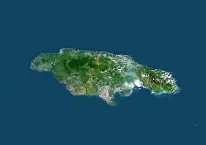 Caribbean Prints: Jamaica, Caribbean, True Colour Satellite Image