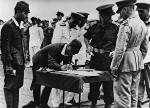 1945 Prints: Japanese South-Eastern Army Chief Surrenders on Board H