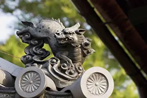 Edge Prints: Japanese temple roof edge and gargoyle, kyoto, japan