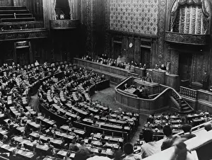 Crowd Prints: Japans Diet In First Session After Surrender -- The Japanese Diet sits in its first session since surrender at Tokyo