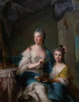 Desk Prints: Jean Marc Nattier; French; Paris 1685-1766 Paris; Madame Marsollier and Her Daughter; 1749; Oil on canvas