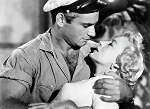 Movies Prints: Jeff Chandler, Evelyn Keyes, on-set of the Film