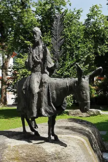 Believing Prints: Jesus on a donkey, sculpture, Oberammergau, Upper Bavaria, Germany, Europe