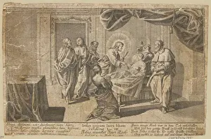Jesus healing Jairus only daughter. unknown, graphic artist