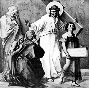 Germany Prints: Jesus Speaks to the Daughters of Jerusalem (8th station of the Cross) by Martin Ritter von Feuerstein