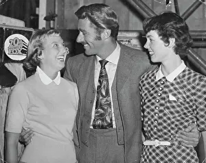 Film Industry Prints: Jill Cooper (left) and Ann Dence meet Peter Lawford on the Sydney set of Kangaroo