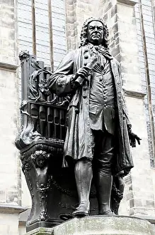 Commemoration Prints: Johann Sebastian Bach, monument on the Thomaskirche church