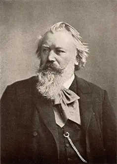 Receding Hairline Prints: Johannes Brahms, (1833-1897), German composer. Halftone
