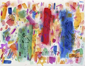 Contemporary Prints: Joie de Juifs 1986 Mark Ari (b.1954 American) Ink with watercolor Private Collection