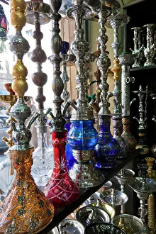 Middle Eastern Prints: Jordan, Amman, sheesha water pipe, store