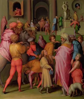 Faith Prints: Joseph sold to Potiphar (from Scenes from the Story of Joseph) by Pontormo (1494-1557)/ National Gallery