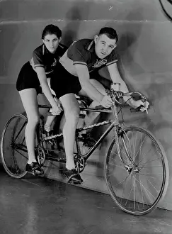 Race Prints: Joyce Barry and 'Speed' Morgan Tandem-Cycle riders