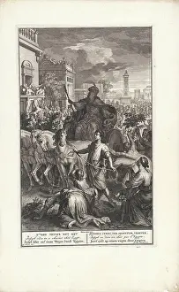 Hebrew Prints: Jozef rijdt op een wagen door Egypte