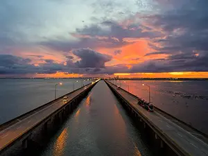 Springtime Prints: Jubilee Parkway bridge at sunset on Mobile Bay